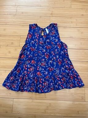 Xhilaration Royal Blue Floral Peplum Tank